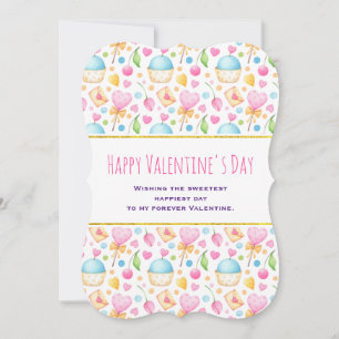 Hearts och Kärlek Watercolor Mönster Valentine's Julkort