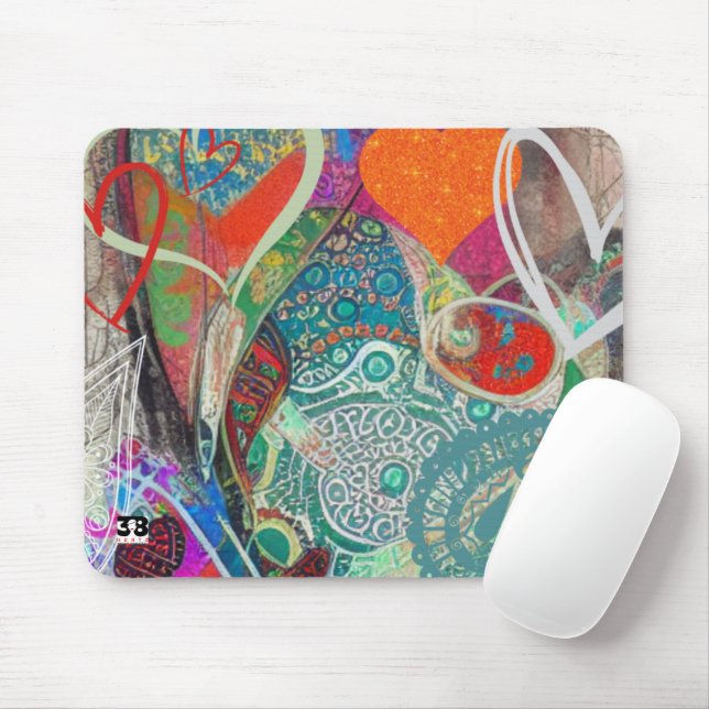 Hearts och Paisley Mouse Pad Musmatta (Med mus)