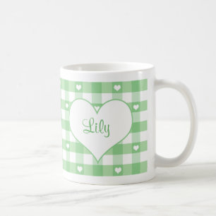 Hearts och Pastel Gingham Check Kaffemugg