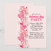 Hearts och Polka dots Valentine Party bjudande in