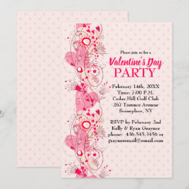 Hearts och Polka dots Valentine Party bjudande in Inbjudningar