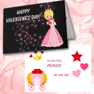 Hearts och Princess Kids Valentine Card Helgkort