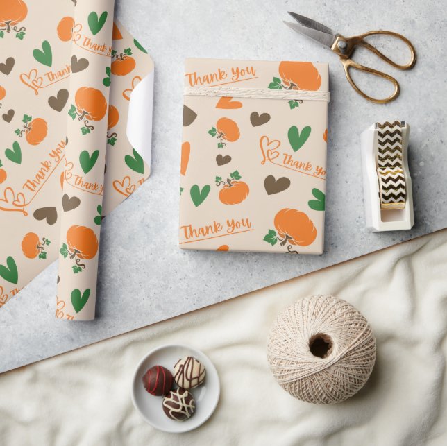 Hearts och Pumpkins Happy thanksgiving utan sjöman Presentpapper (Hantverk)