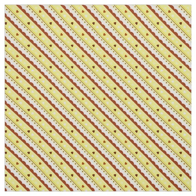 Hearts och Snöre Mönster Fabric/Gult Tyg (Provkarta)