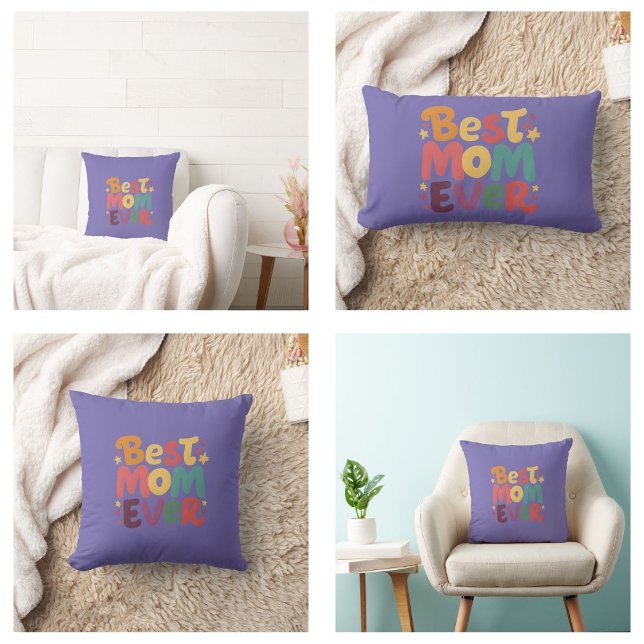 Hearts och Stars Best Mamma någonsin Lumbarkudde (Hearts and Stars Best Mom Ever pillows)