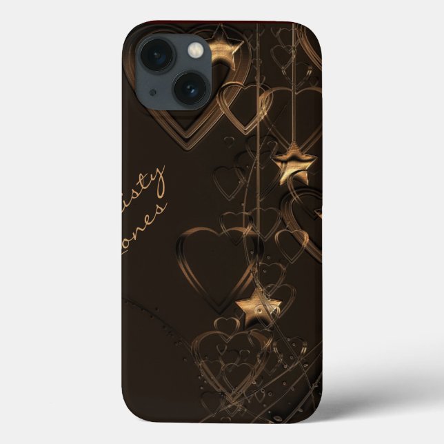 Hearts och Stars - Chocolate och Guld iPad Case (Baksida)