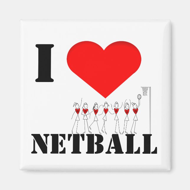 Hearts och Stick figurer I Kärlek Netball Magnet (Framsidan)