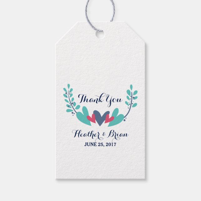Hearts och Vines Bröllop Gift Märkres Presentetikett (Framsidan)