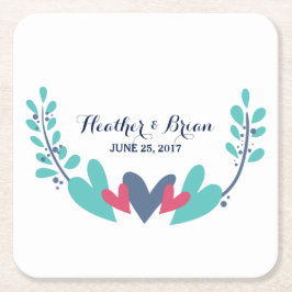 Hearts och Vines Bröllop Pappra Underlägg Papper Kvadrat