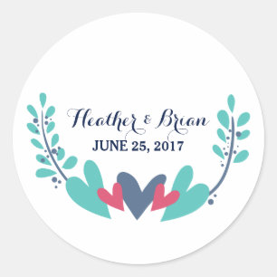Hearts och Vines Wedding Stickers Runt Klistermärke