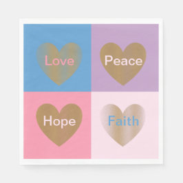 Hearts of Faith Kärlek Hope Peace Papper Napkins Pappersservett