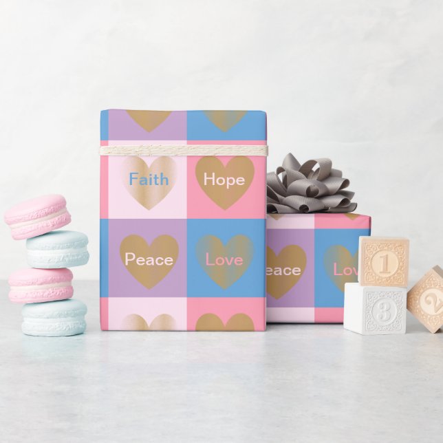Hearts of Faith Kärlek Hope Peace Presentpapper (Baby Shower)