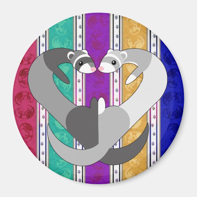 Hearts of Ferret Rainbow Magnet (Framsidan)