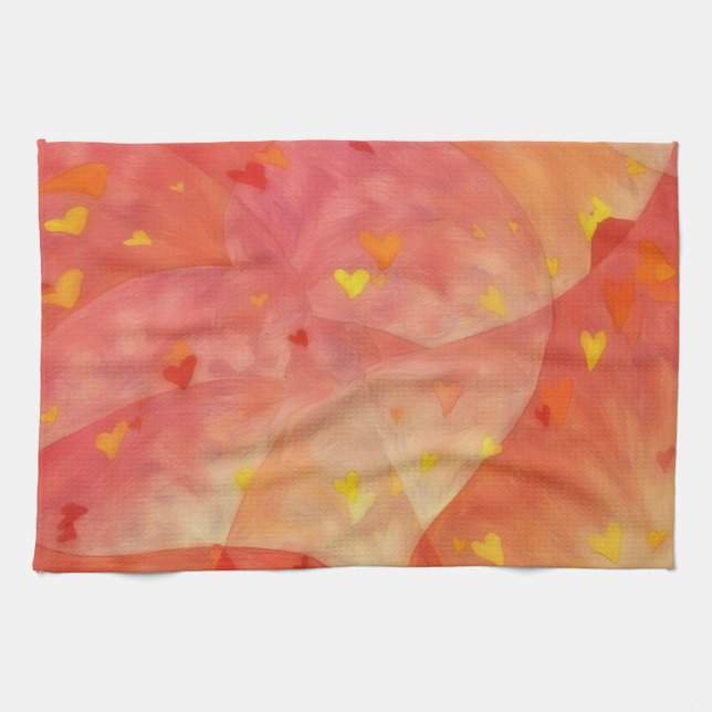 Hearts of Love Abstract Artsy Kitchen Towel Kökshandduk (Horisontell)
