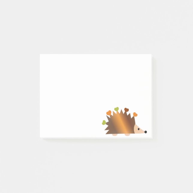 Hearts på en Hedgehog Post-it Block (Framsida)