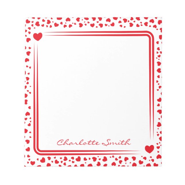Hearts Pattern Custom Name Valentine Gift Anteckningsblock (Framsida)