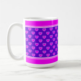 Hearts Pattern Striking Colors Pink And Purple Kaffemugg