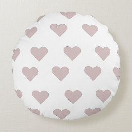 Hearts pink & white rund kudde