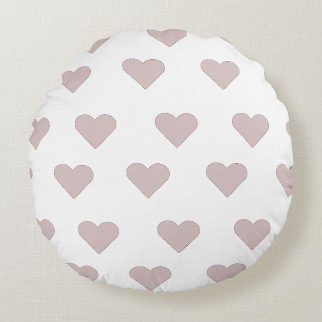 Hearts pink & white rund kudde (Framsidan)