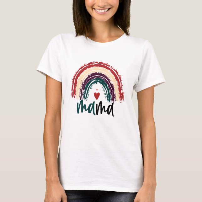 Hearts Rainbow, Elegant Mors dag Tee Gift-idé (Framsida)