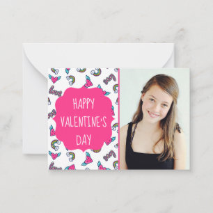 Hearts Rainbows Valentine Day Anpassningsbar Photo Anteckningskort