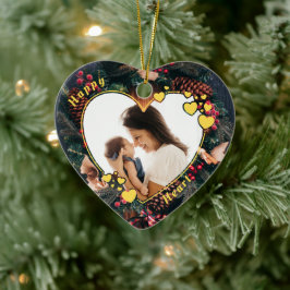 Hearts Ram Photo Ornament med andningsbakgrund