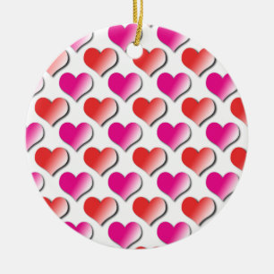Hearts Red and Rosa Polka Dot Mönster Ornament