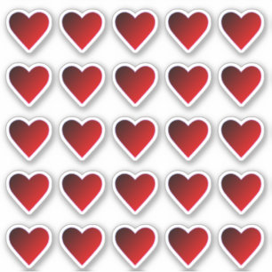 Hearts Red Burgundy Ombre Anpassningsbar-cut Vinyl Klistermärken