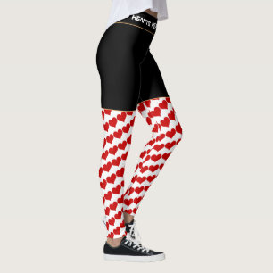Hearts Red & White - trendig Kärlek / Retro mode Leggings