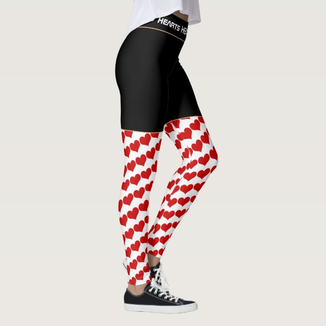 Hearts Red & White - trendig Kärlek / Retro mode Leggings (Höger)