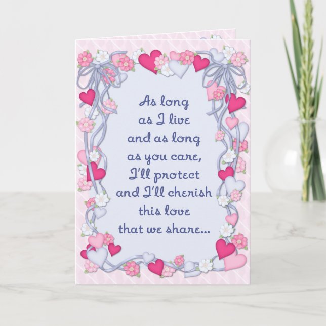 Hearts & Ribbon Romantik - Inside Verse Helgkort (Framsida)