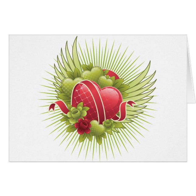 Hearts Ro och Vingar Hälsningskort (Framsidan Horizontal)