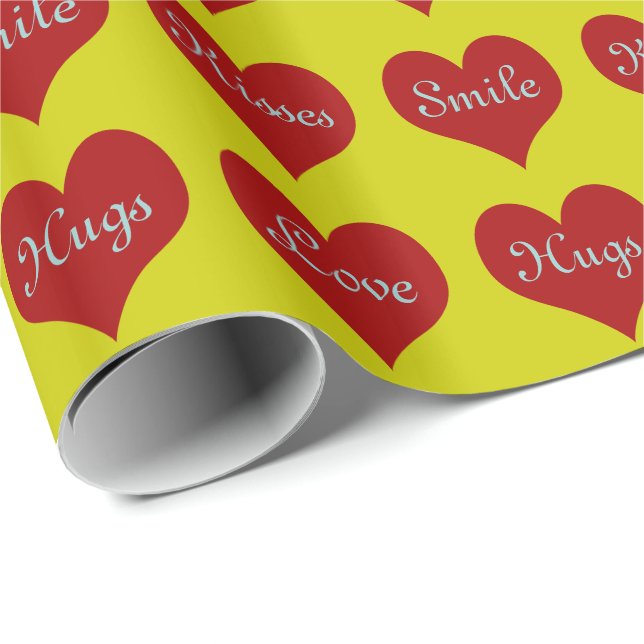 Hearts ~ Roll Gift Wrapping Papper FÄRG CHANGE Presentpapper (Rullad Hörn)