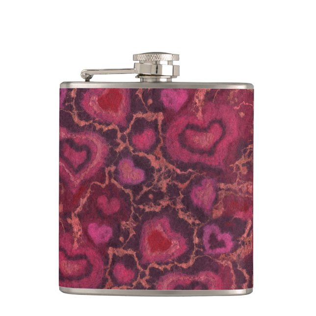 Hearts, romantisk kärlek rosa röd valentines day-g fickplunta (Framsidan)