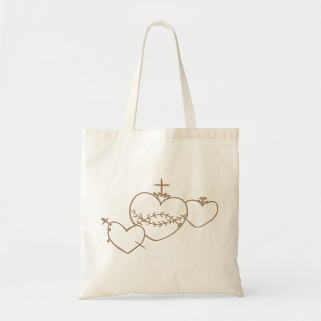 Hearts Rosary Tote Bag Tygkasse (Framsidan)