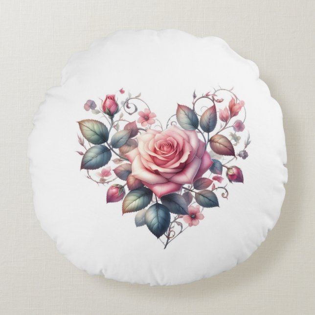 hearts roses rund kudde (Framsidan)