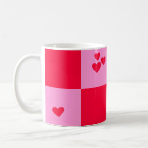 Hearts rutnätsrosa och rött kaffemugg