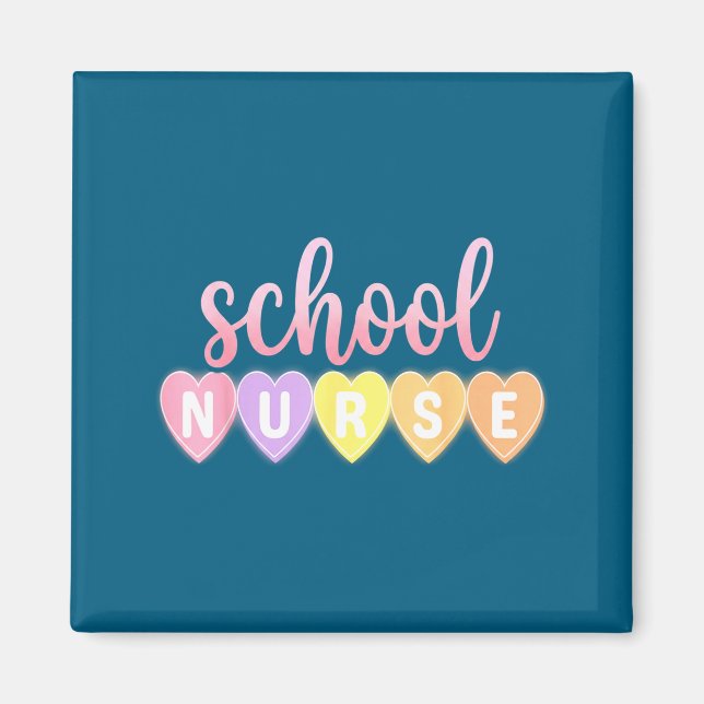 Hearts School Nurse Medical Istant Valentines Day  Magnet (Framsidan)