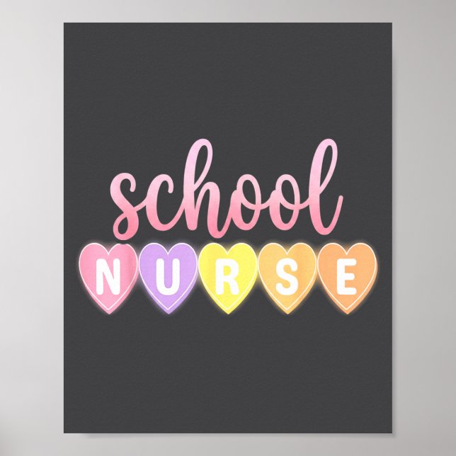 Hearts School Nurse Medical Istant Valentines Day  Poster (Framsidan)