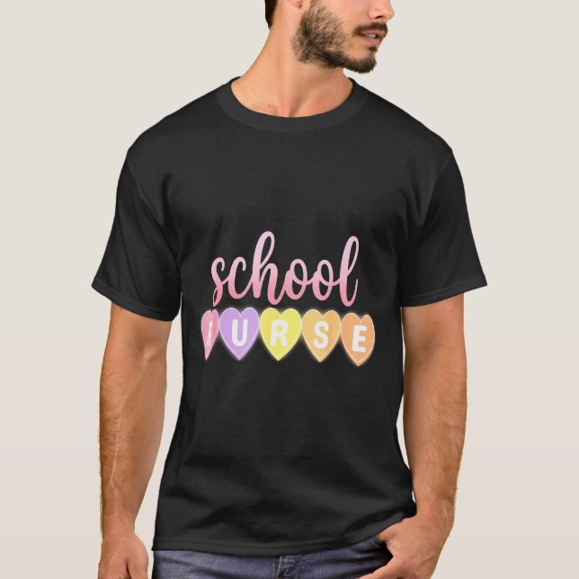 Hearts School Nurse Medical Istant Valentines Day  T Shirt (Framsida)