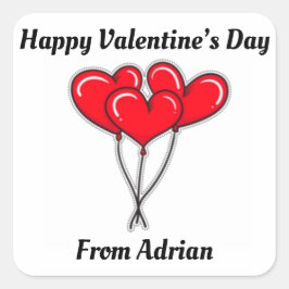Hearts Simple Valentine Favor Kids Valentine-etike Fyrkantigt Klistermärke