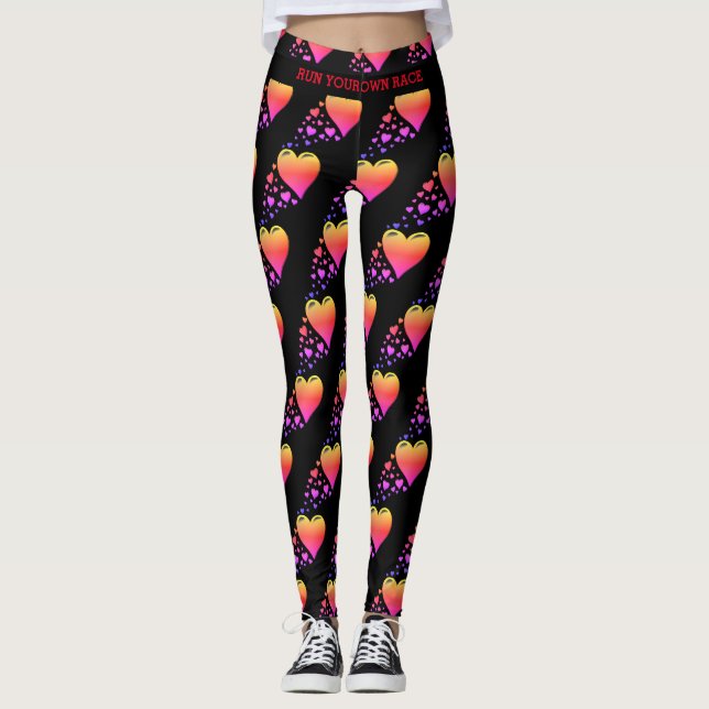 Hearts SPRINGA DITT TÄVLING Valentine Anpassningsb Leggings (Framsida)