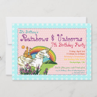 Hearts Stars Rainbow and Unicorns-inbjudan Inbjudningar