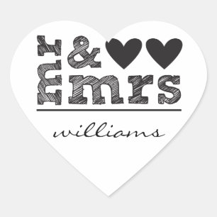 & Hearts Sticker Hjärtformat Klistermärke