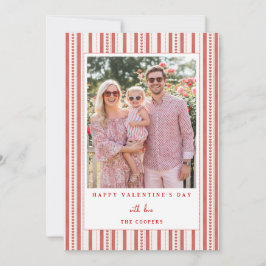 Hearts Stripes Happy Valentine's Day Photo Card Julkort