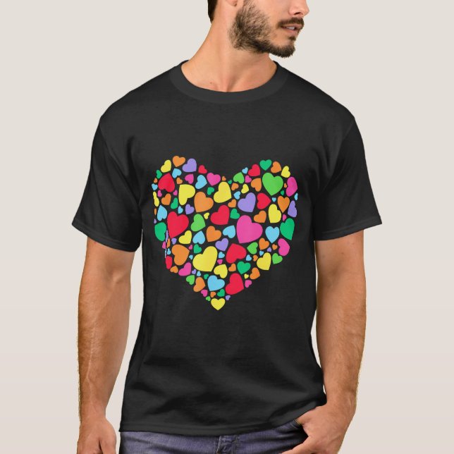 Hearts T Shirt Kids School Valentines day Girls Bo (Framsida)