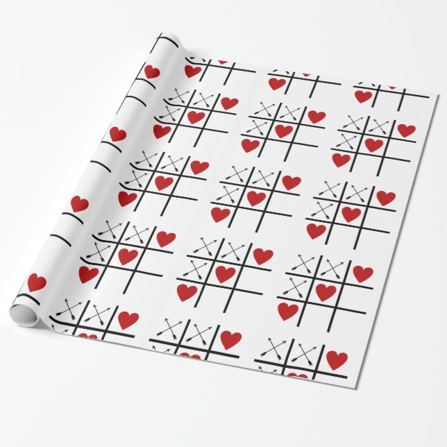Hearts Tic Tac Toe Presentpapper (Utrullad)