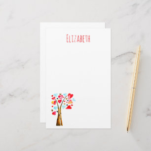 Hearts träd whimsical valemtines brevpapper