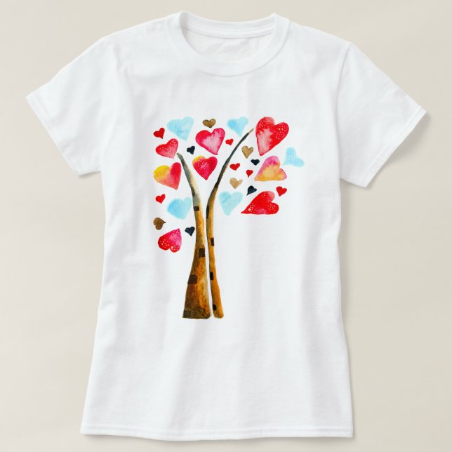 Hearts träd whimsical valemtines t shirt (Design framsida)