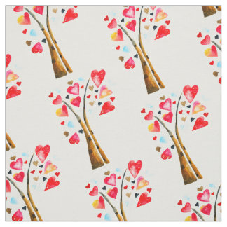Hearts träd whimsical valemtines tyg